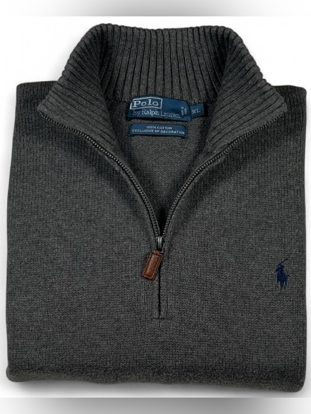 VINTAGE Polo Ralph Lauren Grey Quarter-Zip Sweater Men’s Size XLarge Golf